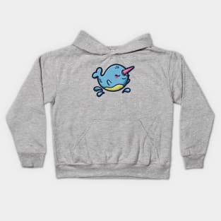 Cute Grinning Narwhal Kids Hoodie